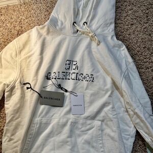 Authenticated Balenciaga BB Pixel Medium Fit Hoodie 'White' 2023